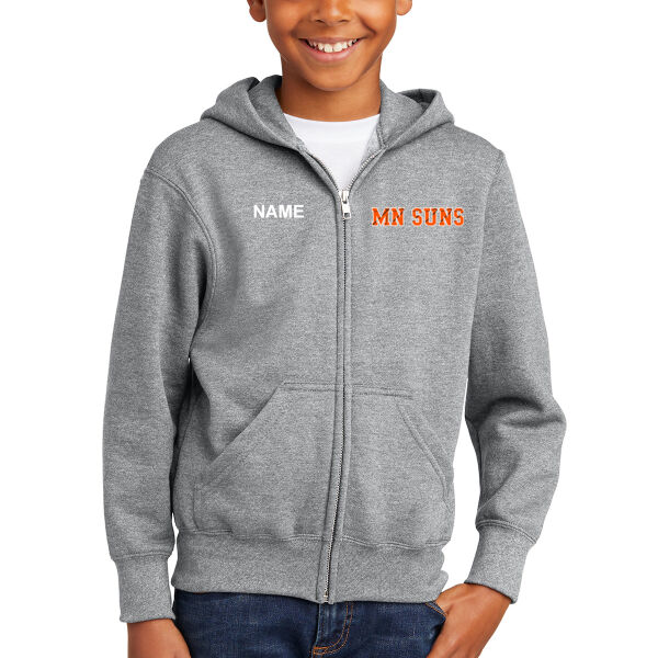 Port & Company - Youth Core Fleece Full-Zip Hooded Sweatshirt - Embroidered Logo **Add Name for $5! ** Thumbnail